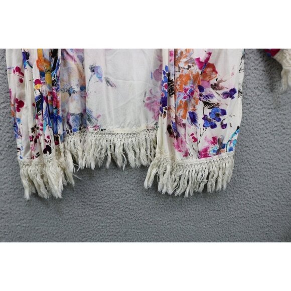 Umgee Floral Overlay Open Front-Size Small-Fringed-BOHO-Oversized - Picture 3 of 9
